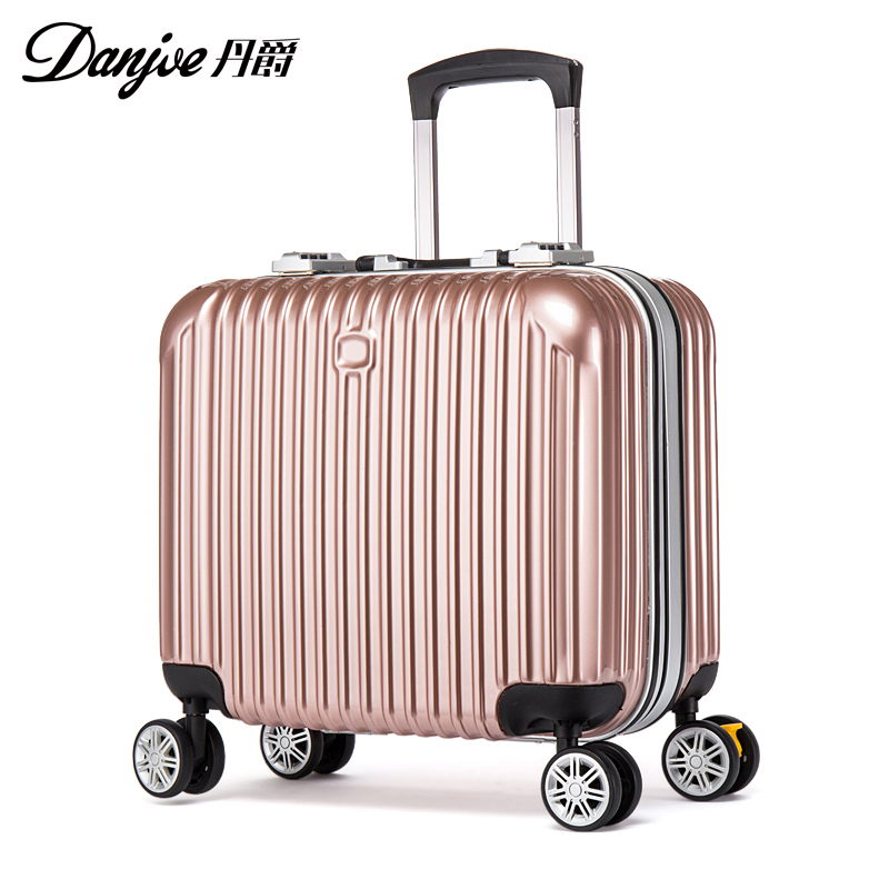 丹爵(DANJUE)16寸铝框拉杆箱 男女通用行李箱登机箱 竖条纹万向轮旅行箱 D26